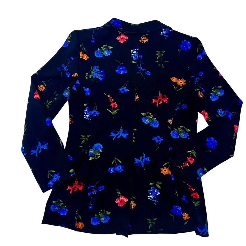Tahari Floral Blazer Jacket Women’s 4 Black Floral Career Office Siren Botanical - Picture 2 of 16